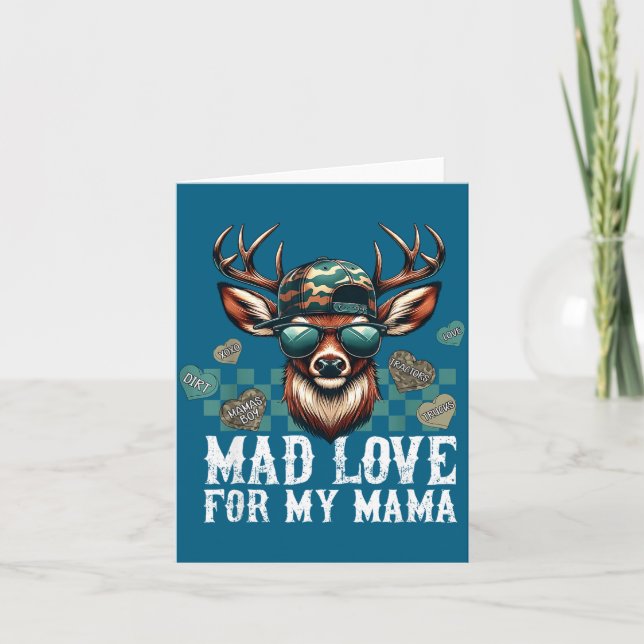 Cartão Mad Retro Love For My Mama Camo Deer Hunting Valen (Frente)