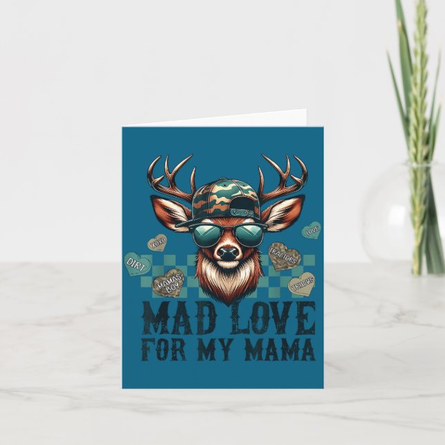 Cartão Mad Retro Love For My Mama Camo Deer Hunting Valen (Frente)