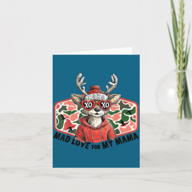 Cartão Mad Retro Love For My Mama Camo Deer Hunting Valen (Frente)