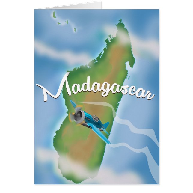 Cartão Madagascar Map viagens vintage. (Frente)