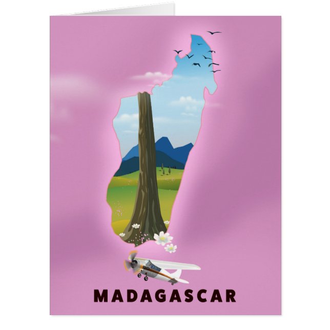 Cartão Madagáscar - poster de viagens Ilustrado (Frente)