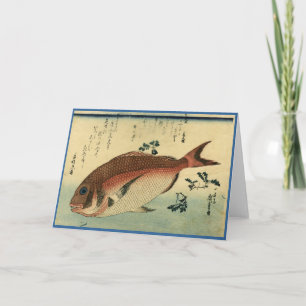 Cartão Madai ou Red Tai - Impressão de Peixes Japoneses d