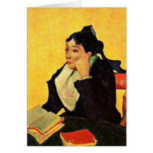 Cartão Madame Ginoux com Livros por Vincent van Gogh