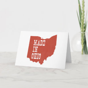 Cartão Made In Ohio Map State Shaped Red Background