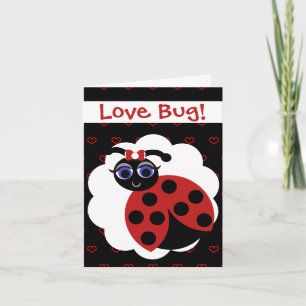 Cartão Madeleine Toon LadyBug Red & Black com Corações