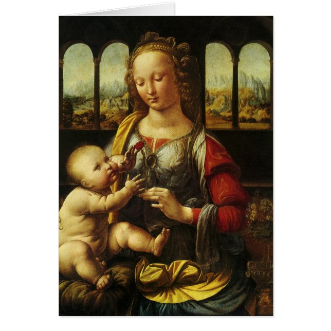Cartão Madona do Cravo de Leonardo da Vinci (Frente)