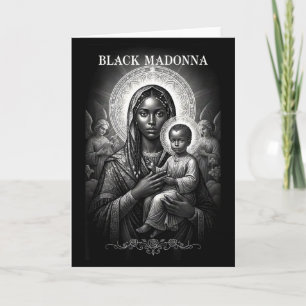 Cartão Madona Negra Mãe Negra e Filho Cristão Bla