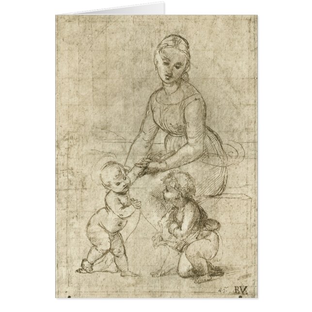 Cartão Madonna, Cristo e São João Baptista por Rapahel (Frente)