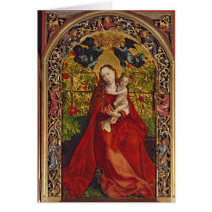 Cartão Madonna do Bower do rosa, 1473