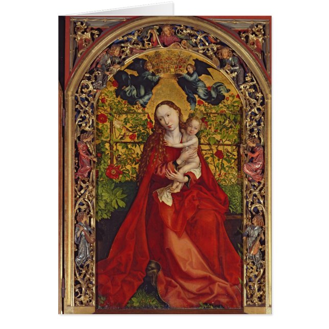 Cartão Madonna do Bower do rosa, 1473 (Frente)