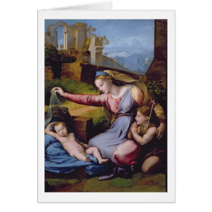 Cartão Madonna do Diadem azul ou Madonna de t