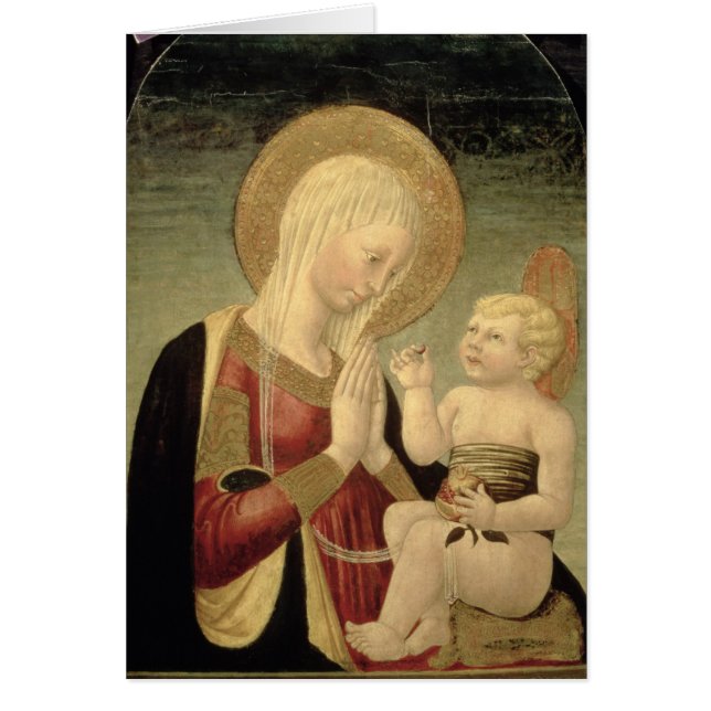 Cartão Madonna e criança com romã (Frente)
