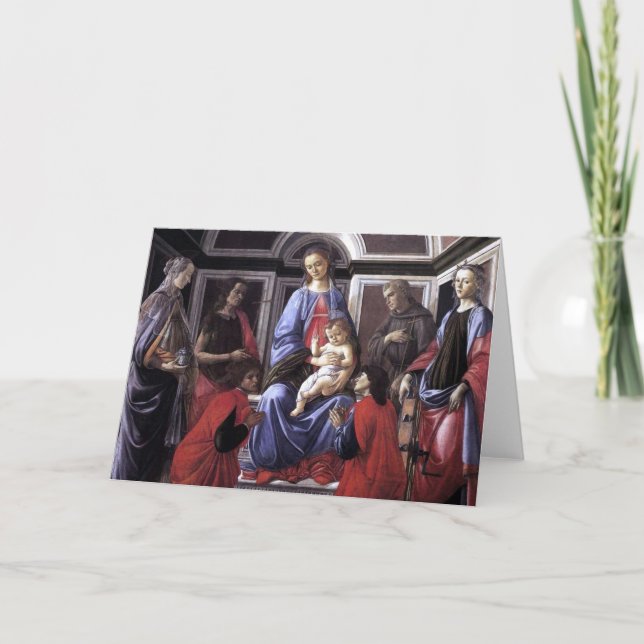 Cartão Madonna e Criança com Seis Santos - Botticelli (Frente)