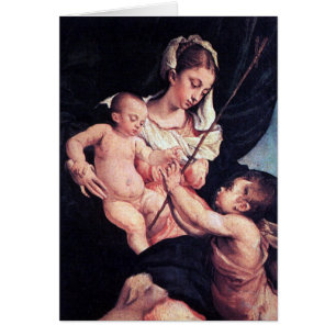 Cartão Madonna e criança com St John o baptista