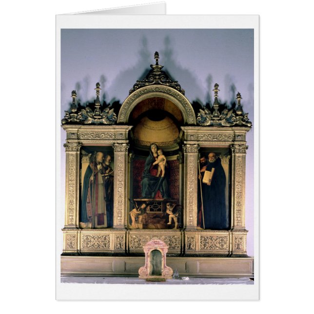 Cartão Madonna e Criança e Santos (altórica triptych) (Frente)