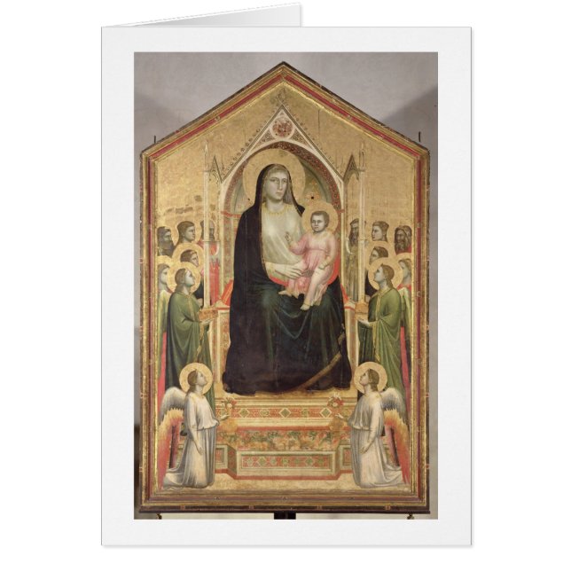 Cartão Madonna e criança Enthroned, c.1300-03 (PRE-restor (Frente)