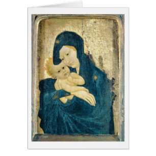 Cartão Madonna e criança, escola de Bourgogne (óleo no