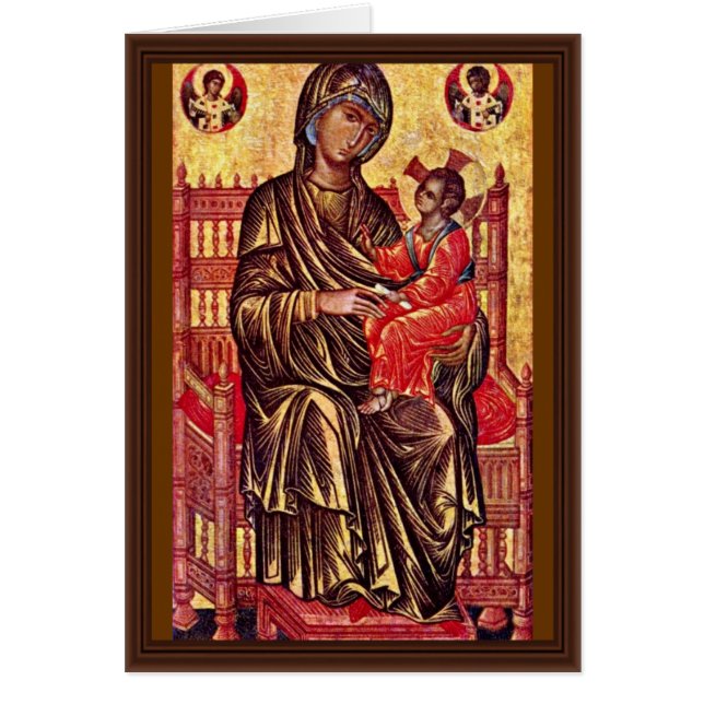 Cartão Madonna Enthroned por Italo-Byzantinischer Maler (Frente)