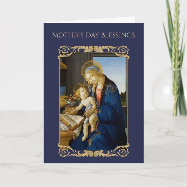 Cartão Madonna of the Book by Botticelli Religious (Frente)