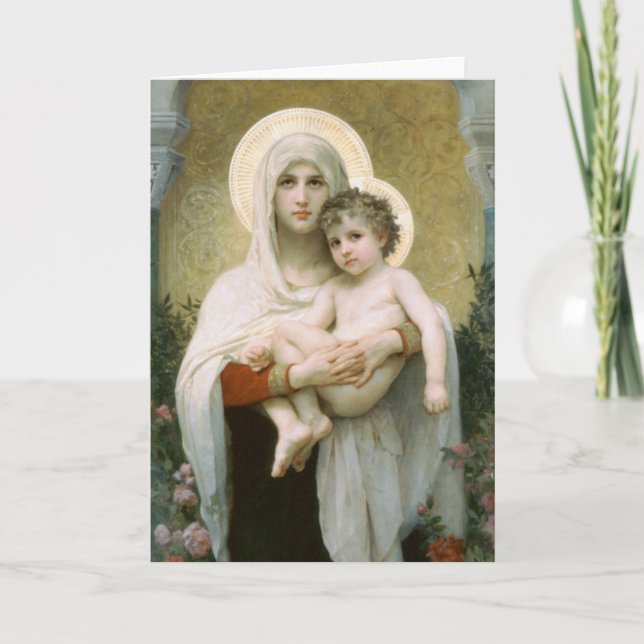 Cartão Madonna of the Roses by Bouguereau (Frente)