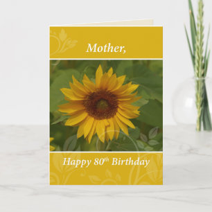 Cartão Madre 80 Aniversário Girassol
