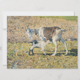 Cartão Madre Goat com seu Jovem Criança (por Segantini)