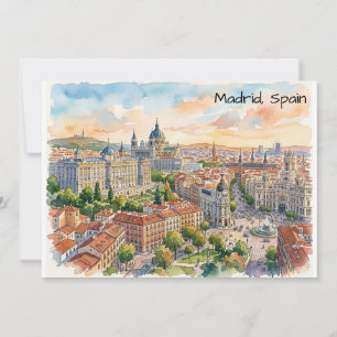 Cartão Madrid Espanha Arquitetura Pintura Aquarela