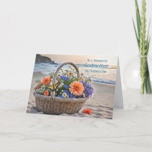Cartão Madrinha Feliz Dia das Mães com Cesto de Flores