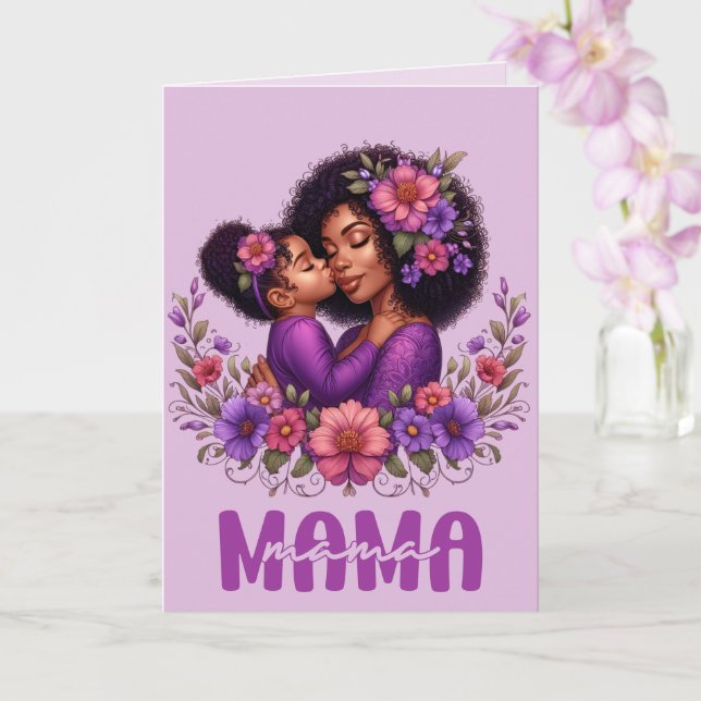 Cartão Mãe Afro-Americana e Filha no Dia das Mães (Orquídea)