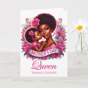 Cartão Mãe Americana Africana e Rainha Dia de as mães Fil