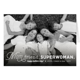 Cartão Mãe, Amigo, Super Mulher Dia de as mães Foto Moder
