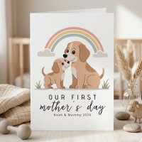 Mãe Cachorro Filhote Primeiro Dia das Mães Pastel 