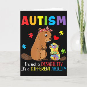 Cartão Mãe Castor Conscientização do Autismo Habilidade D