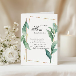 Cartão Mãe com Folhas Tropicais Verde e Dourado do Amor