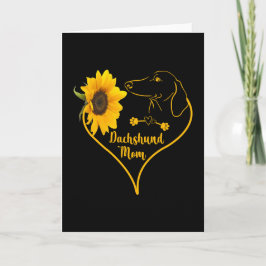 Cartão Mãe Dachshund Com Coração de Girassol Dia das Mães