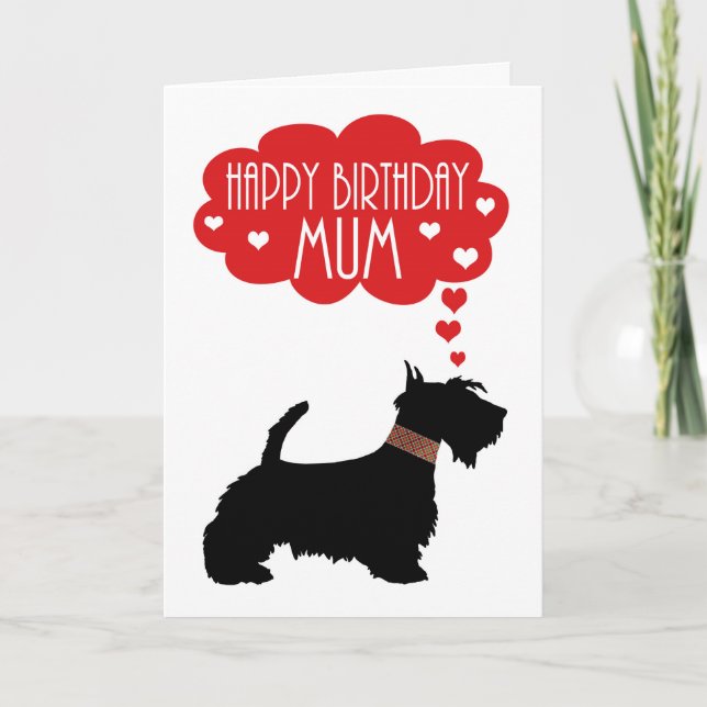 Cartão Mãe de aniversário com Silhouette Scottish Terrier (Frente)