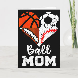 Cartão Mãe de Bola Coração Engraçado Futebol Basquete Bei