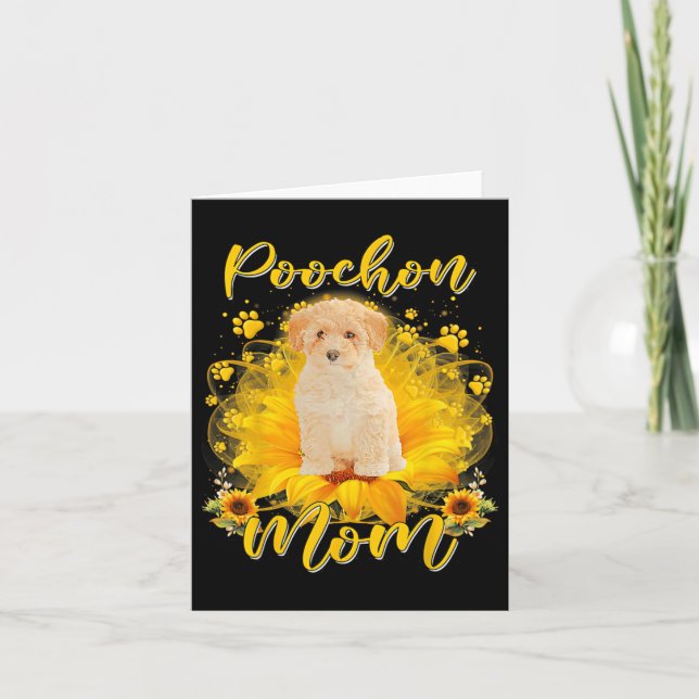 Cartão Mãe de Cachorro Poochon Com Patinhas de Cachorro d (Frente)