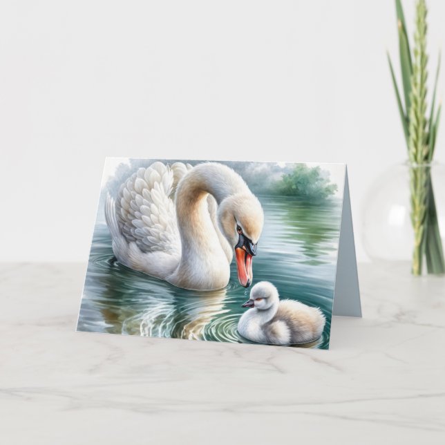Cartão Mãe de Cisne com Cygnet (Frente)