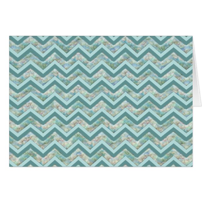 Cartão Mãe de Pérola Teal ZigZag (Frente Horizontal)