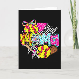 Cartão Mãe de Softbol Mãe Vibes de Dia de Jogo de Softbol
