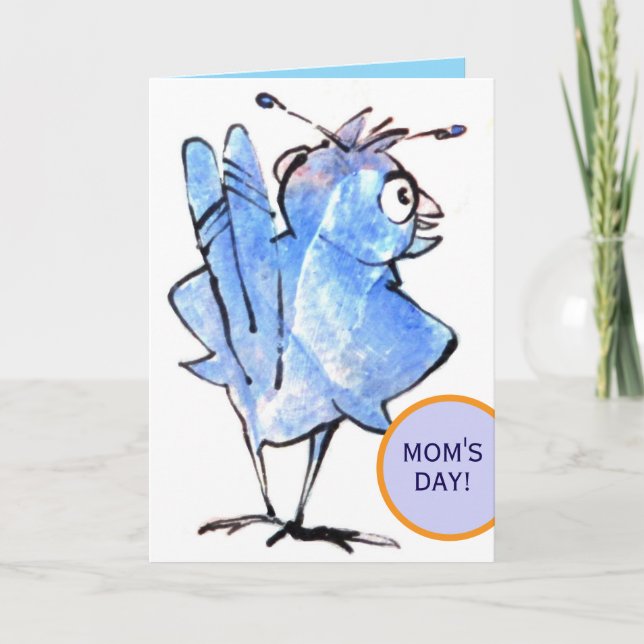 Cartão Mãe Dia Azul Pássaro 151106 Dia de as mães Feliz (Frente)