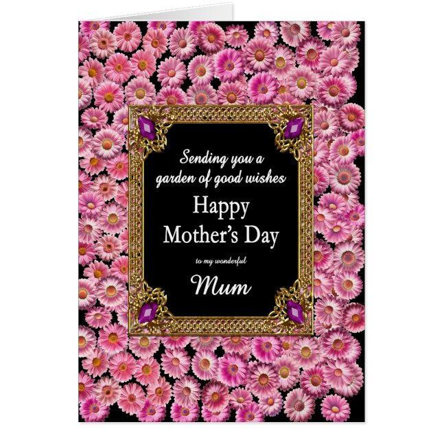 Cartão Mãe Dia de as mães - Visitas Rosa (Frente)