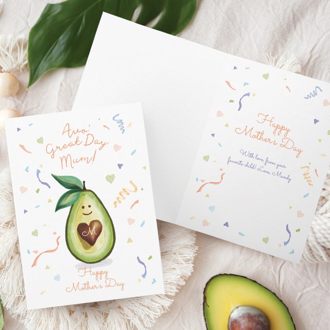 Cartão Mãe do Excelente Avo! Dia de as mães Feliz Avocado (Avo Great Day Mum! Avocado Happy Mother's Day Card)