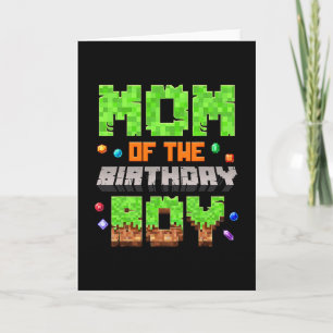 Cartão Mãe Do Menino Do Aniversário Pixel Jogo Eletrônico