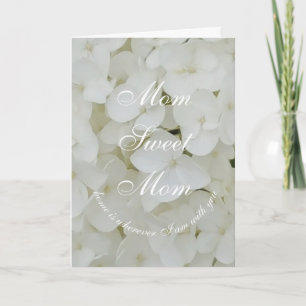 Cartão Mãe doce Mãe ou Seu Texto Elegante Flores Brancas