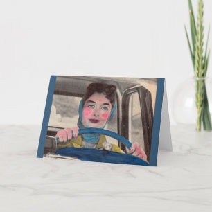 Cartão Mãe dos anos 50 ao volante