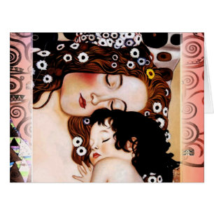 Cartão Mãe e criança pela colagem de Gustavo Klimt