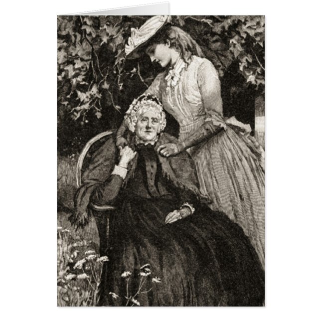 Cartão Mãe e Filha Idosos da Vintage (Frente)