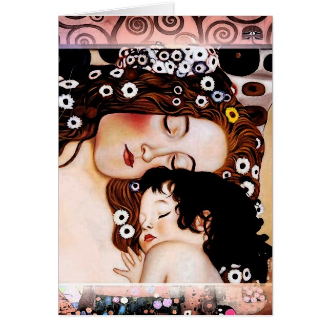 Cartão Mãe e Filho de Gustav Klimt Collage (Frente)